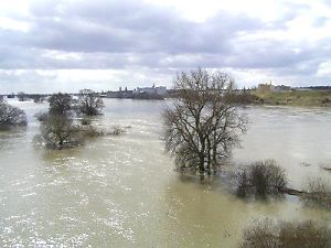 Die Elbe - Hochwasser bei Tangermnde.