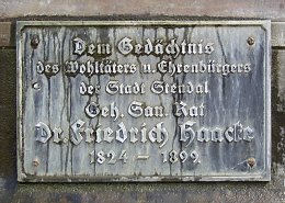 Gedenktafel an dem Sanittsrat Dr. Friedrich Hermann Haacke